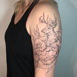 Tattoos - Deer, Teacup, and Floral. Instagram @MichaelBalesArt - 125152